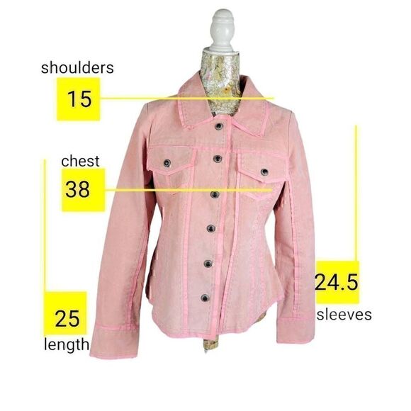 My Tribe Pink Suede Leather Taylored Feminine Lightweight Jacket Cotton Lined - Picture 4 of 11